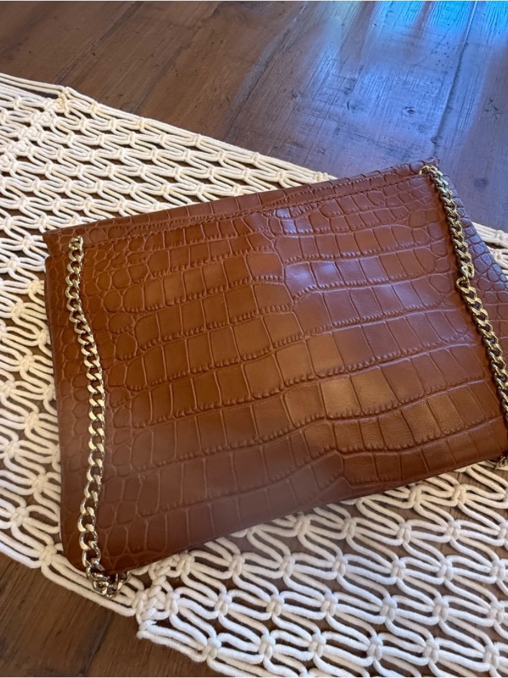 Michael Kors Cognac Croc-Embossed Chain Crossbody - Picture 4 of 7